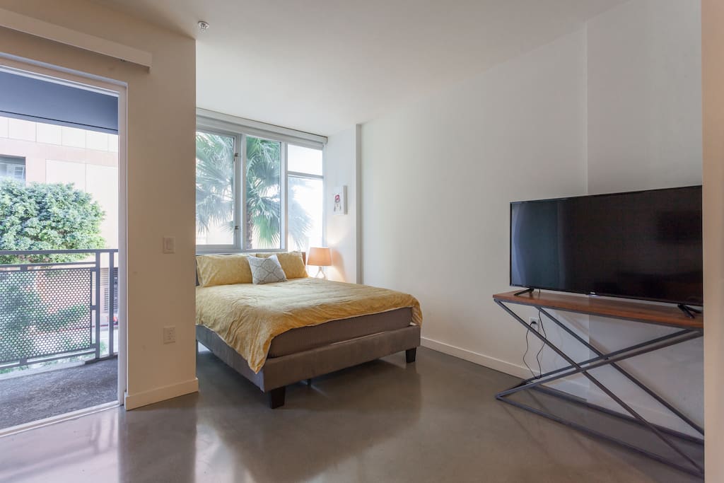 Queen Bed in the Living Room