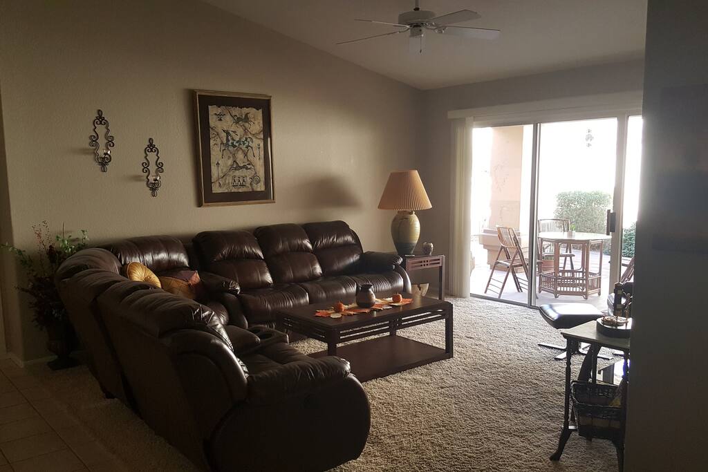 Living Room With Outdoor Patio View