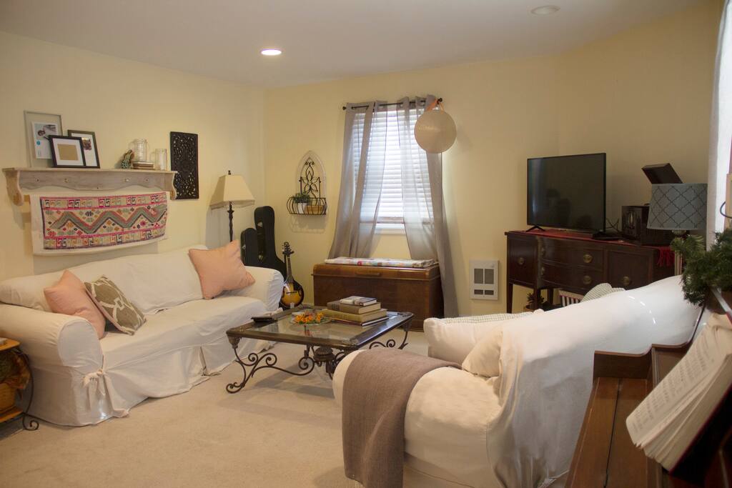 Living room with two couches.