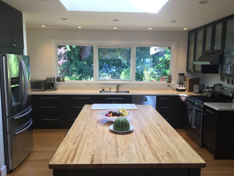 kitchen and sky lit island