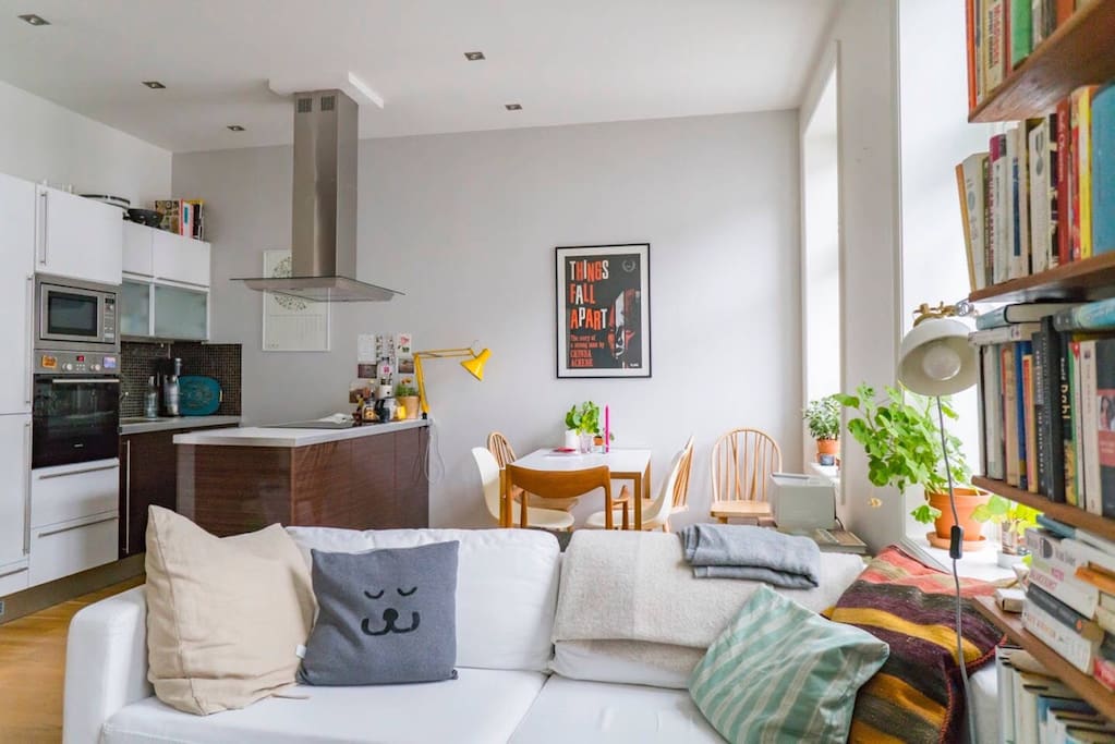 Open kitchen and dining area