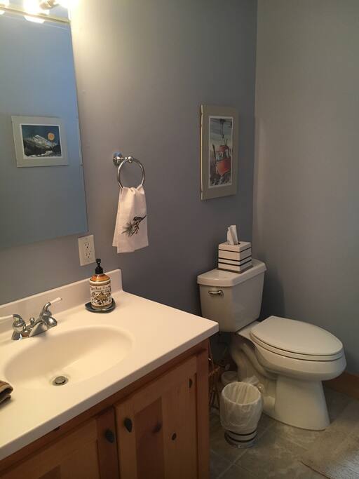 Private bathroom with shower.