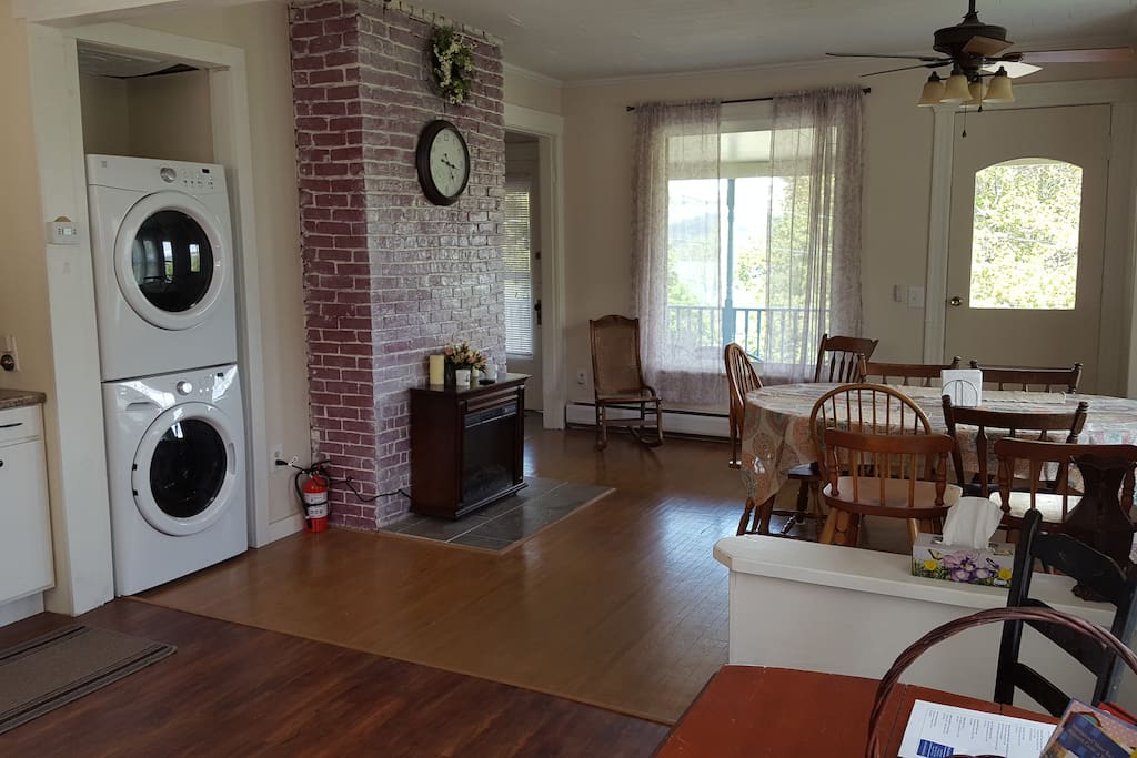 Dinning Room, fireplace, washer & dryer