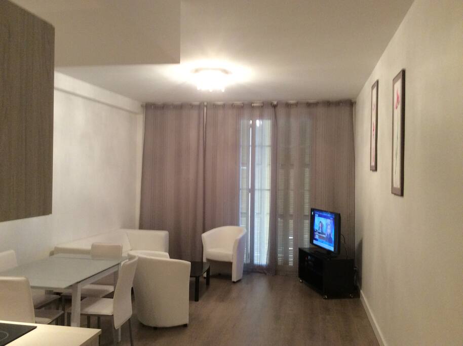 living room with kitchen