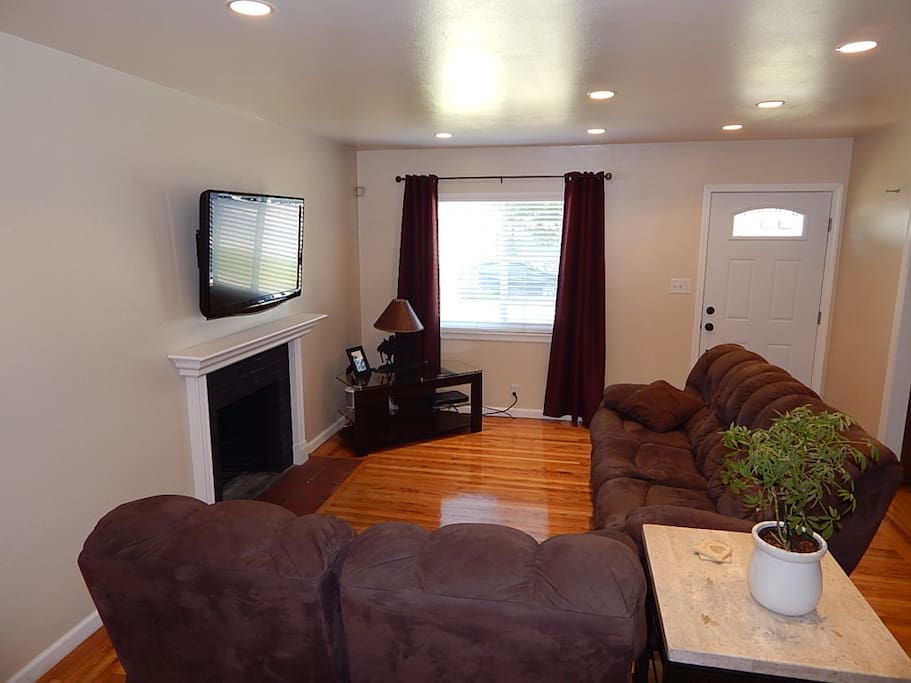 View of the front room and the front door