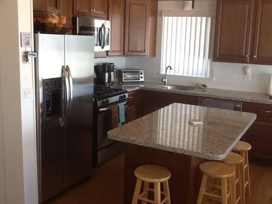 Kitchen overlooking ocean.