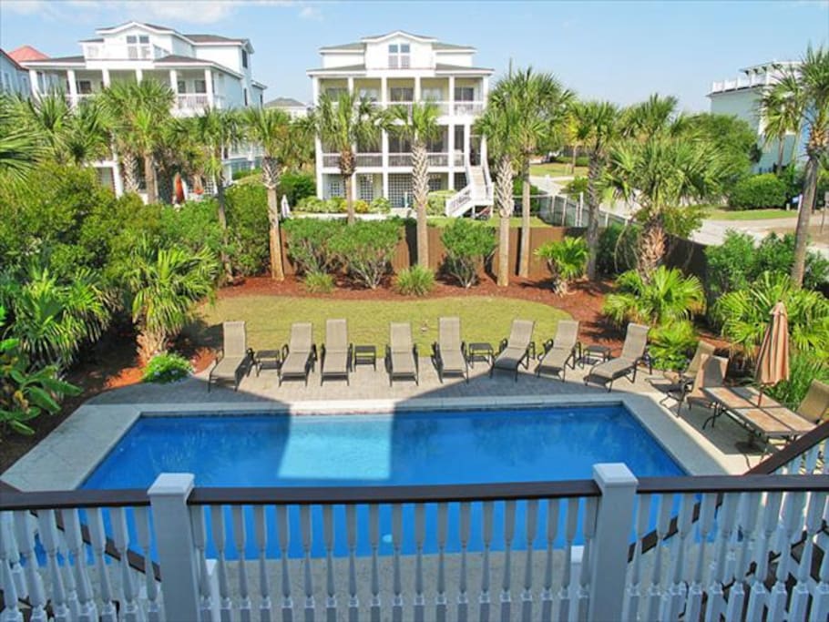 Back Yard with large heatable (for a fee) private pool