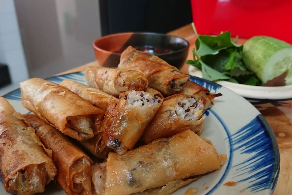 One of our activities, learning to cook spring rolls.