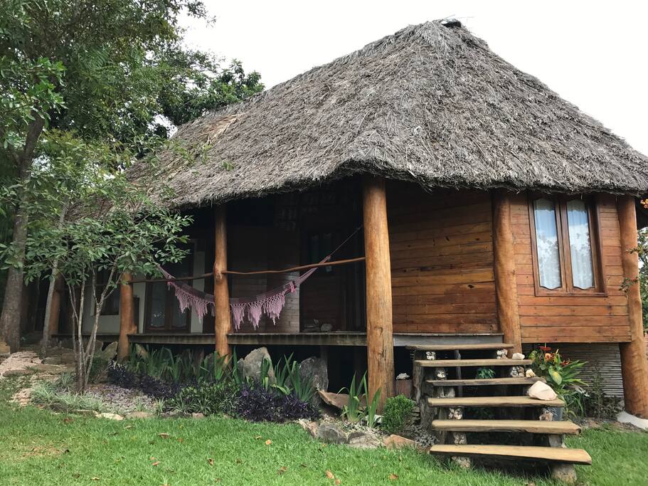 Maitri room window is located on a large wooden deck and benefit of sunrise and sunset from the two windows