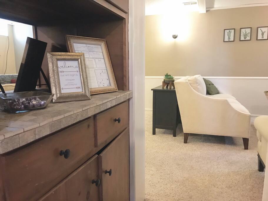This welcoming and cozy mother-in-law suite is a perfect home away from home.