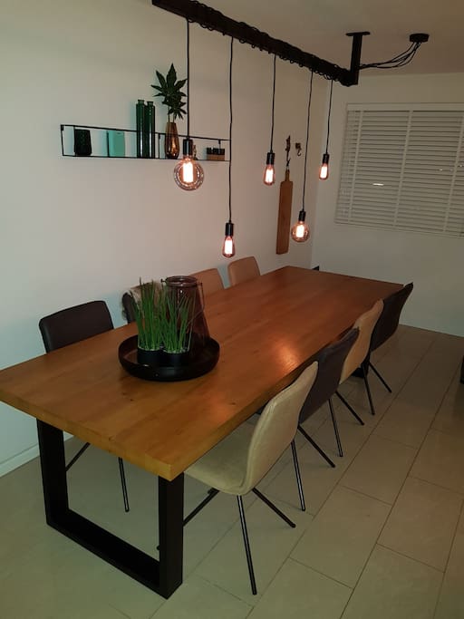Dining table, 8 chairs