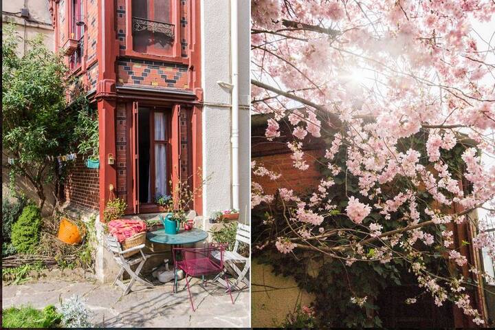 Chambre blanche dans bulle de verdure