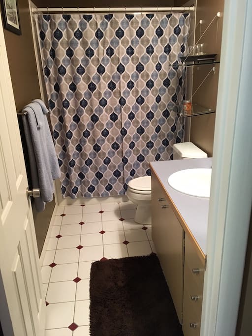Full bathroom adjacent to bedroom