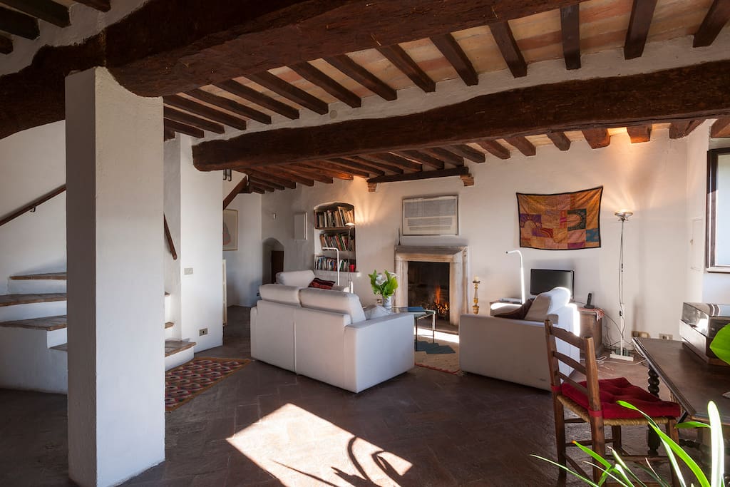 Living room with fireplace
