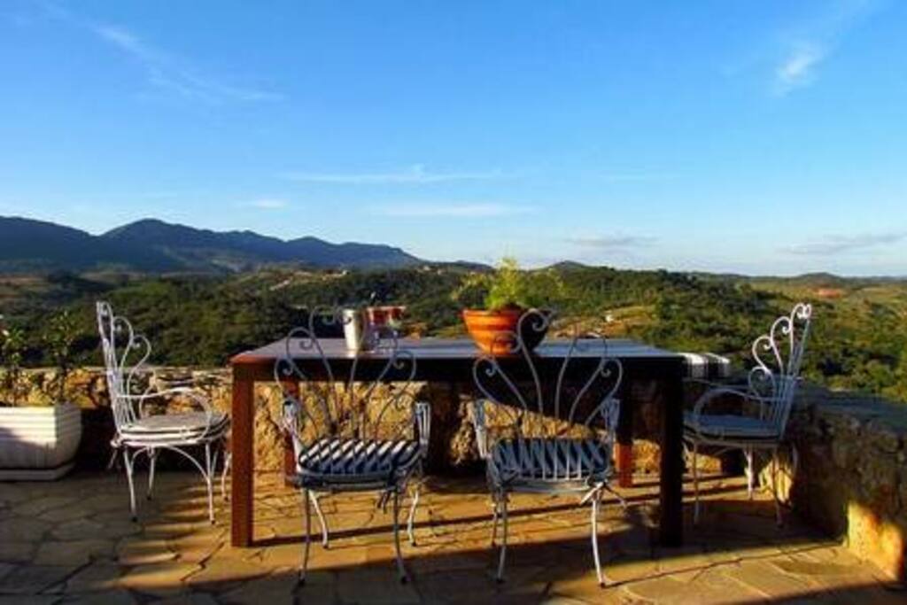 outdoor dining on the veranda with incredible views