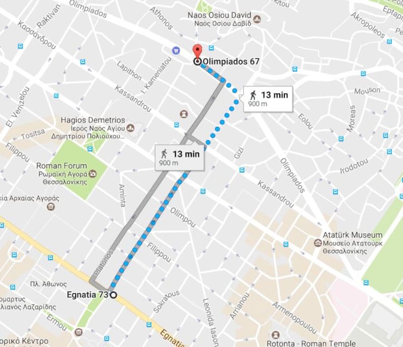 13 min walking from center