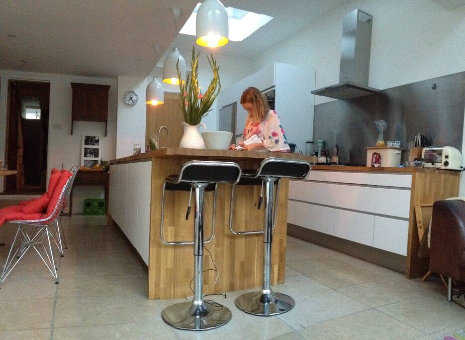 The solid oak breakfast bar