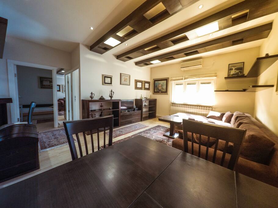 Dining table in the living room.