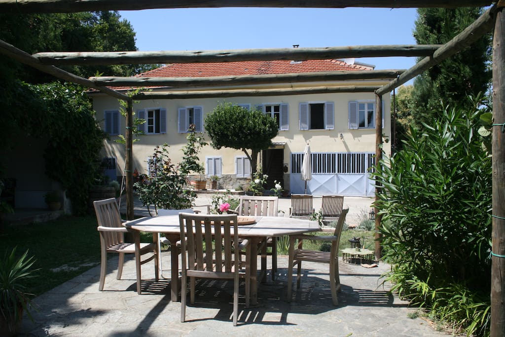 One of the outside eating areas