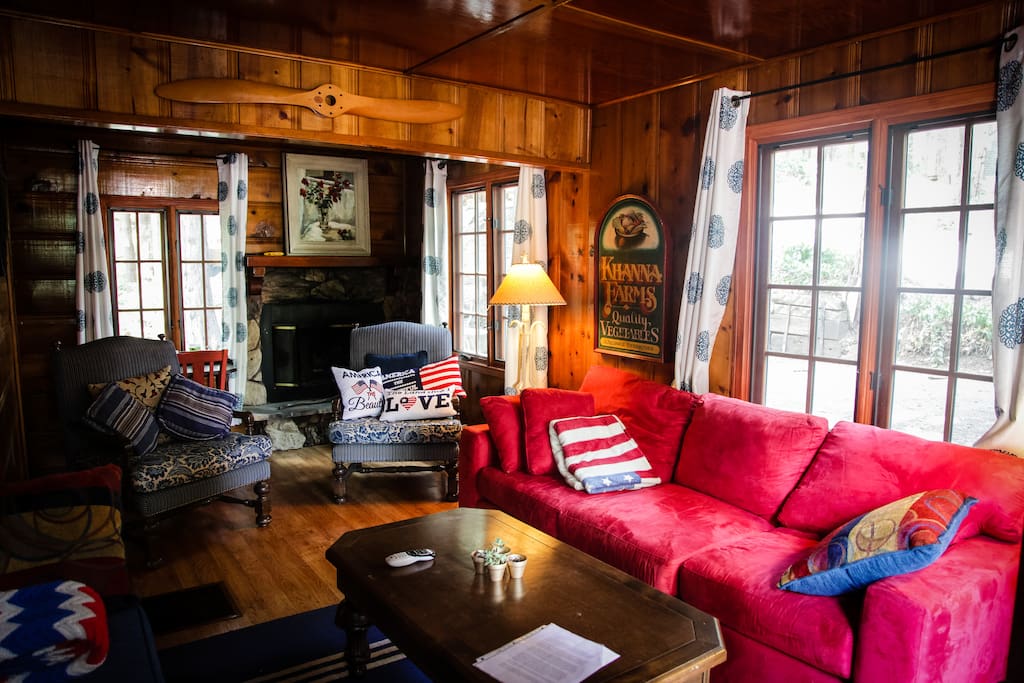 Walk in the red door and living room