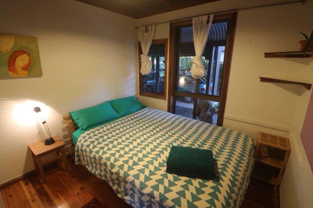 Comfortable queen size bed with pure cotton linen.
