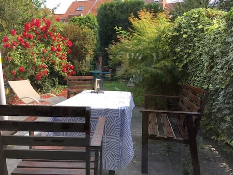 House and garden in urban residential area