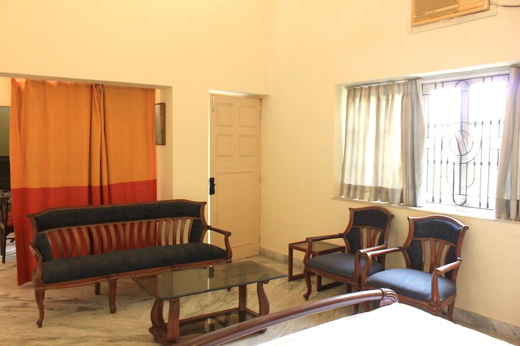 Seating area in the first bedroom