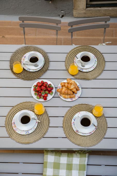 Dining table on our terrace