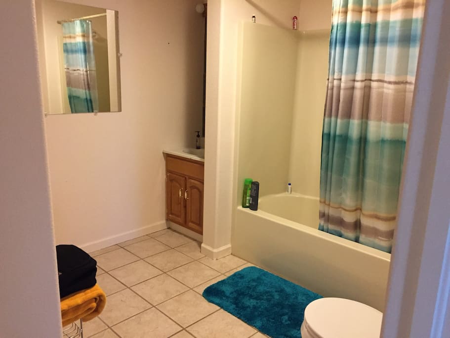 Full size tub and shower.