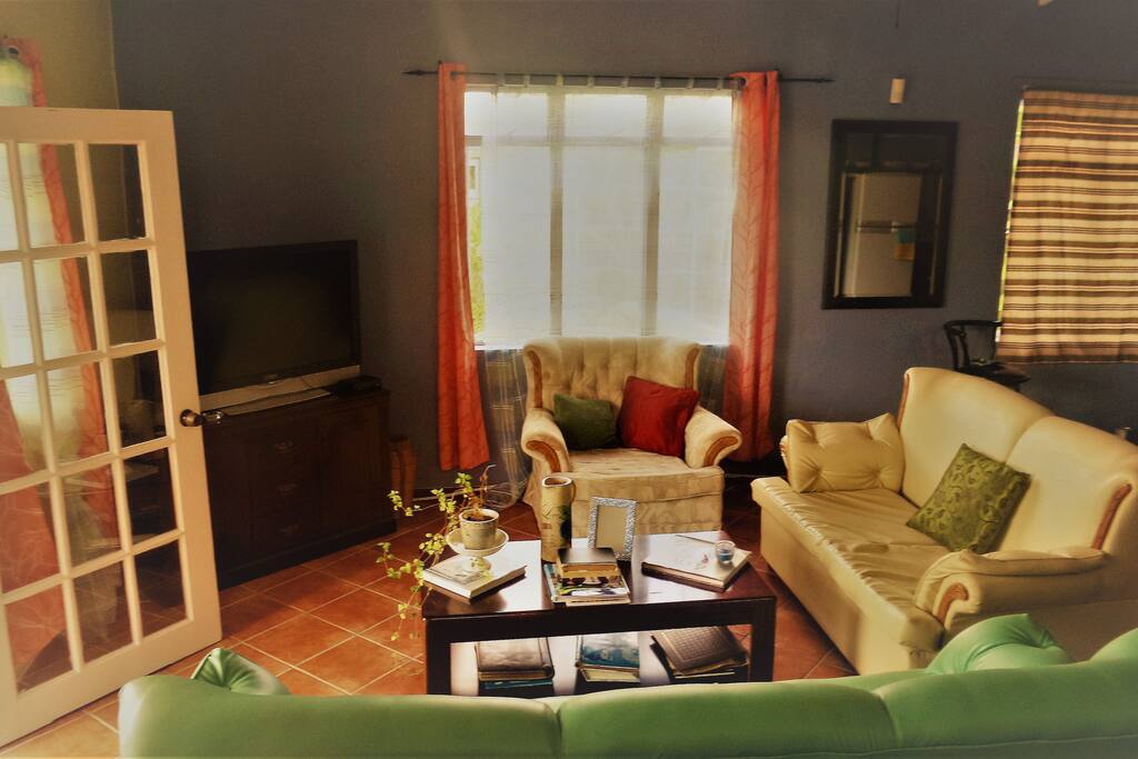 Living space open to kitchen and dining area