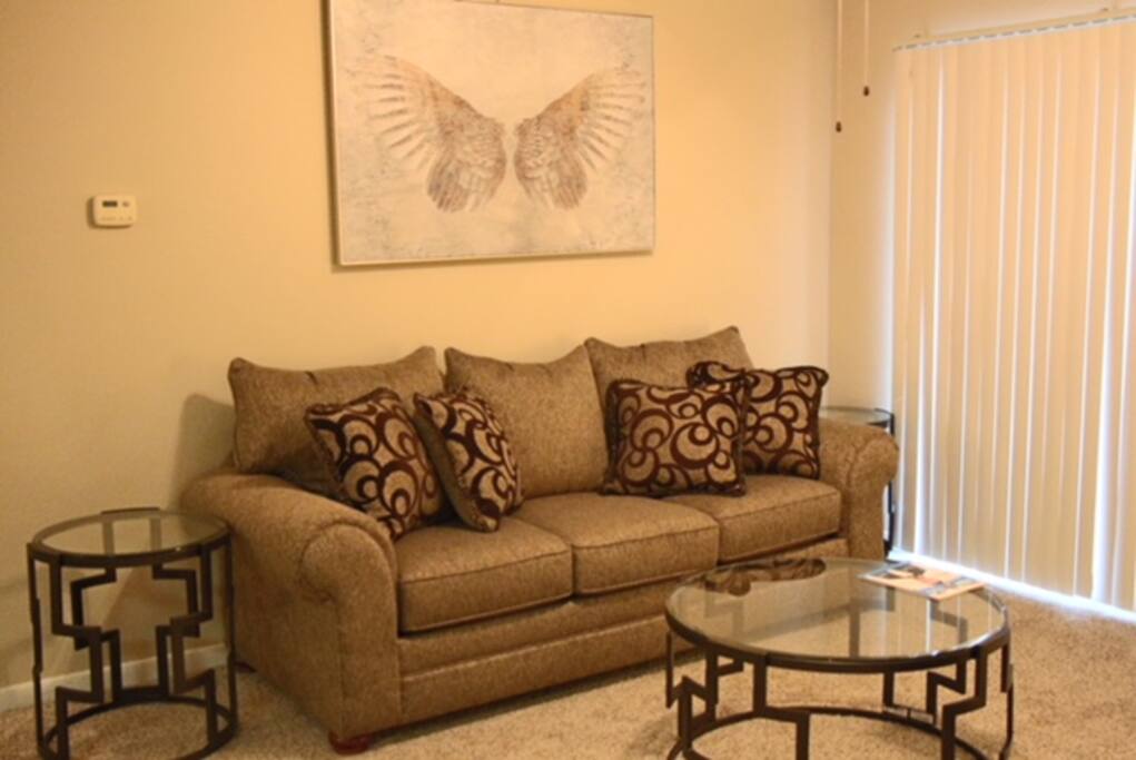 Relaxing couch with coffee tables
