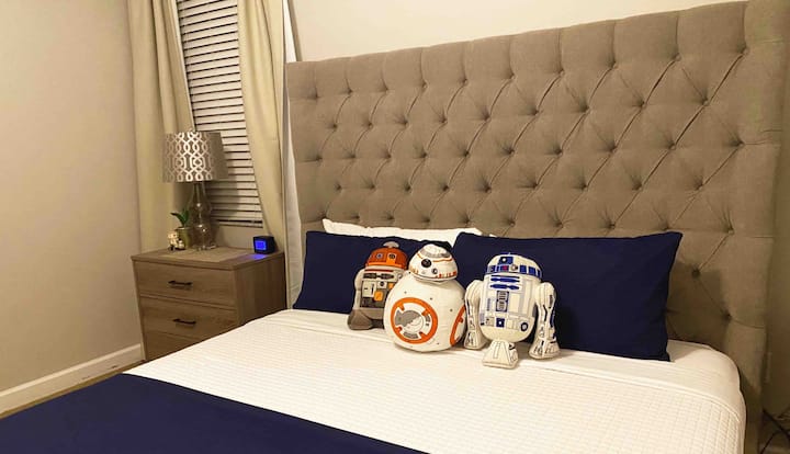 Chumba cha Kulala cha Ghorofa ya Chini na Chumba cha Kulala, Kitanda cha King, Mandhari ya Droids ya Nyota