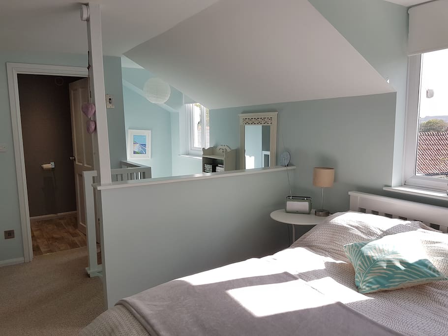 The sunlight streaming into the bedroom