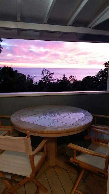 Watch the colorful sunset every evening from your private porch.