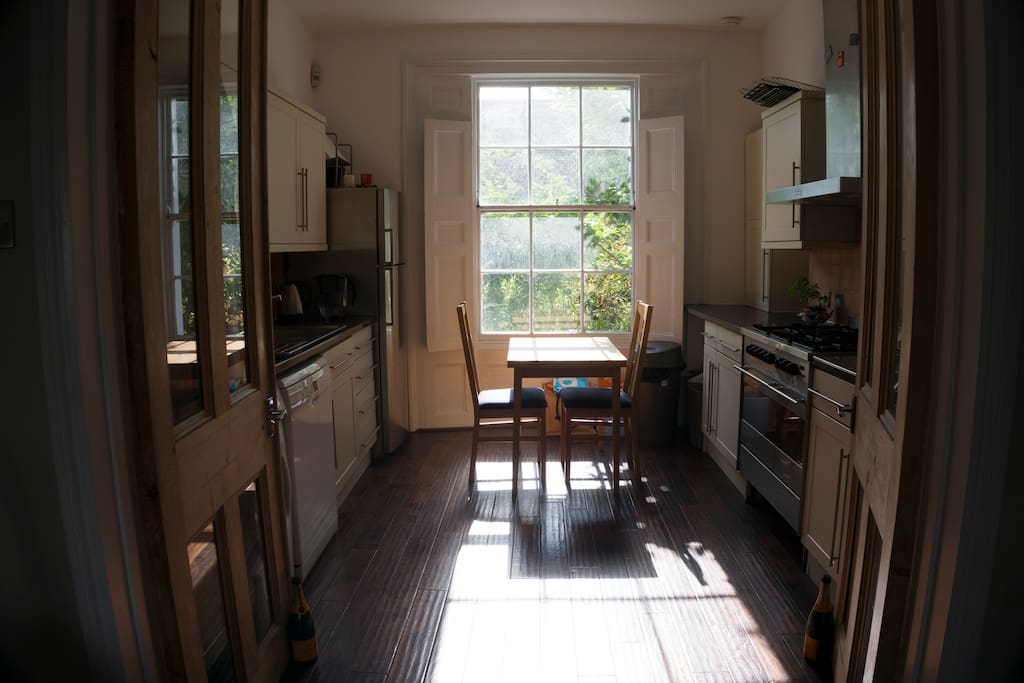 The kitchen, overlooking the garden