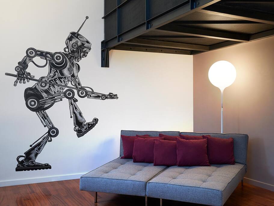 Custom designed and made wallpaper.