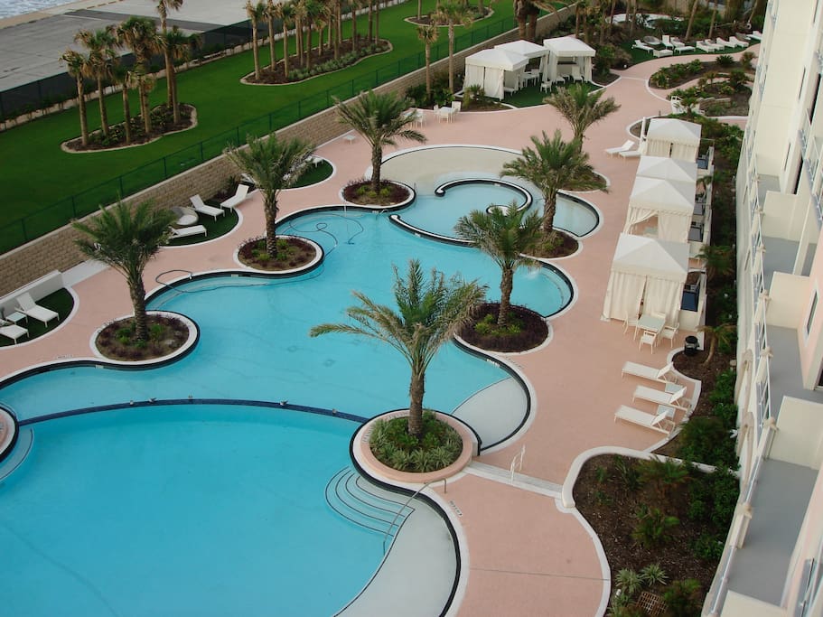 View of the pool from balcony