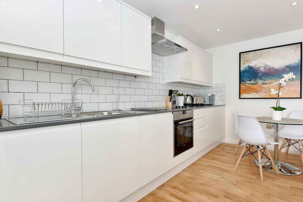 Fully equipped kitchen with modern appliances