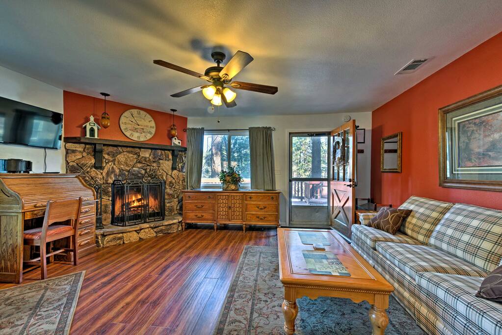 Enter the recently remodeled cabin and switch into vacation mode.