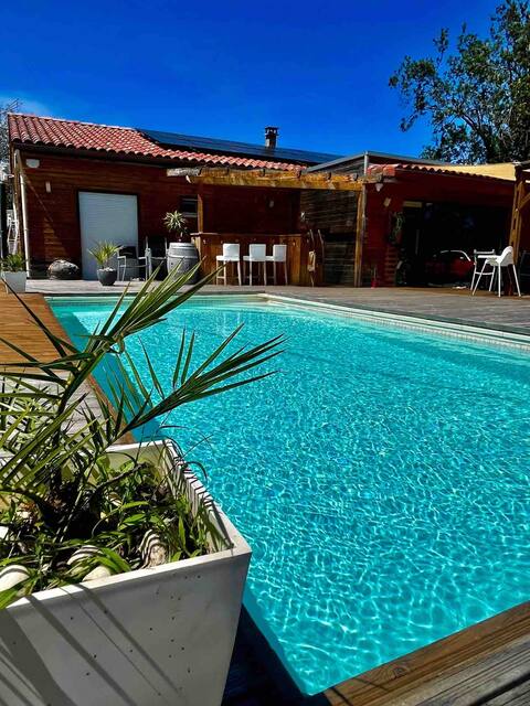 My wooden house and Jacuzzi