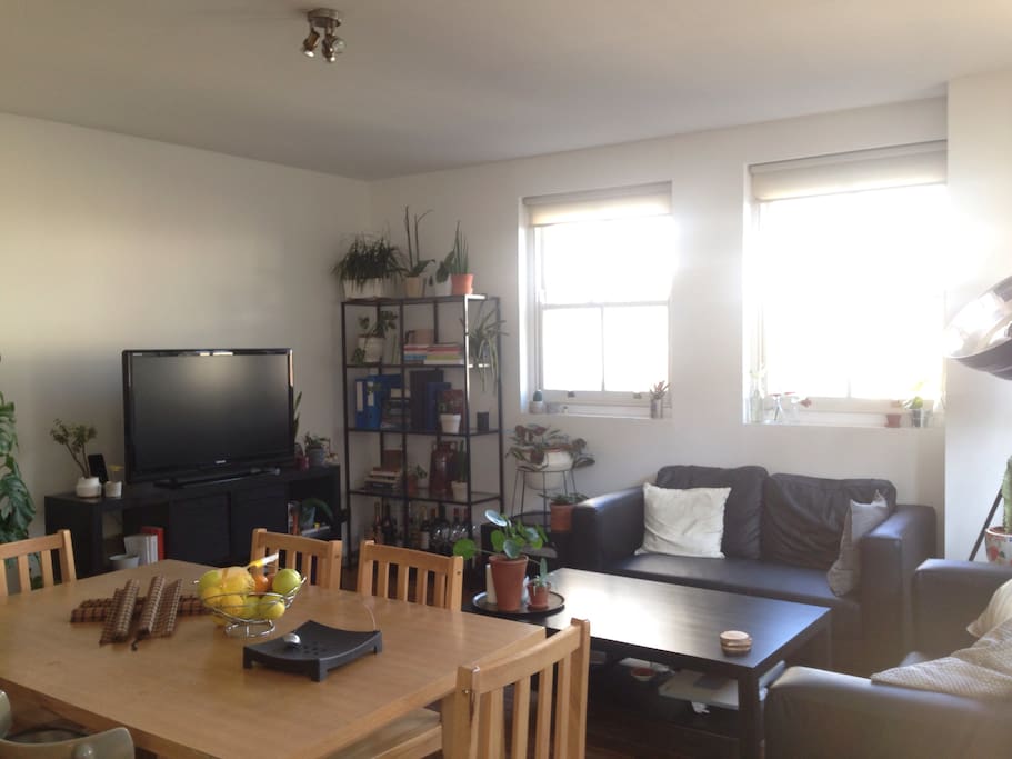 Dining table and living room