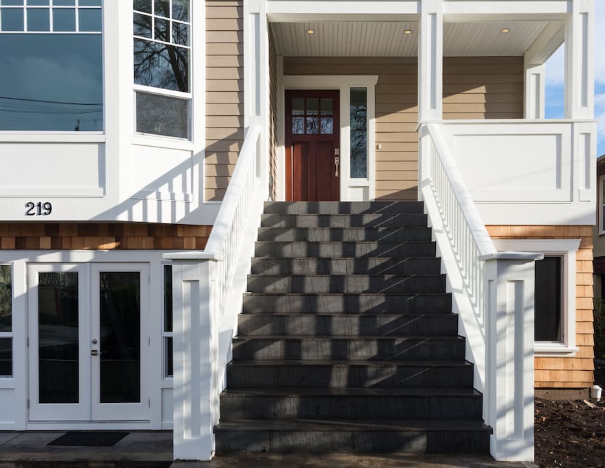 Stairs leading to front door