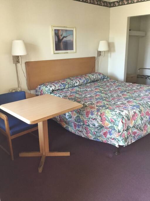 Rooms also have a food table and clean beds!