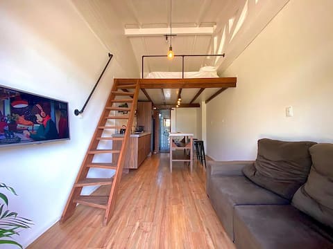 Loft muito aconchegante com estilo rústico
