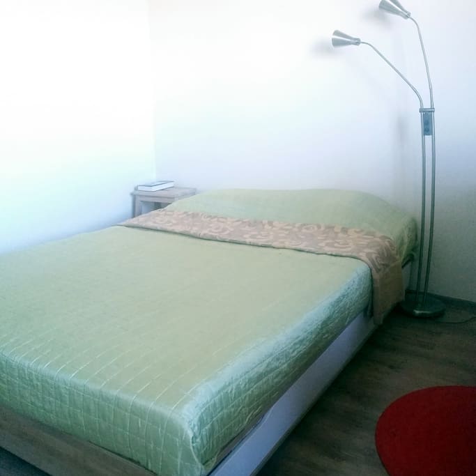 Bed room bed is 140 cm memory foam mattress and it's very good for your back. Also pillows are memory foam.