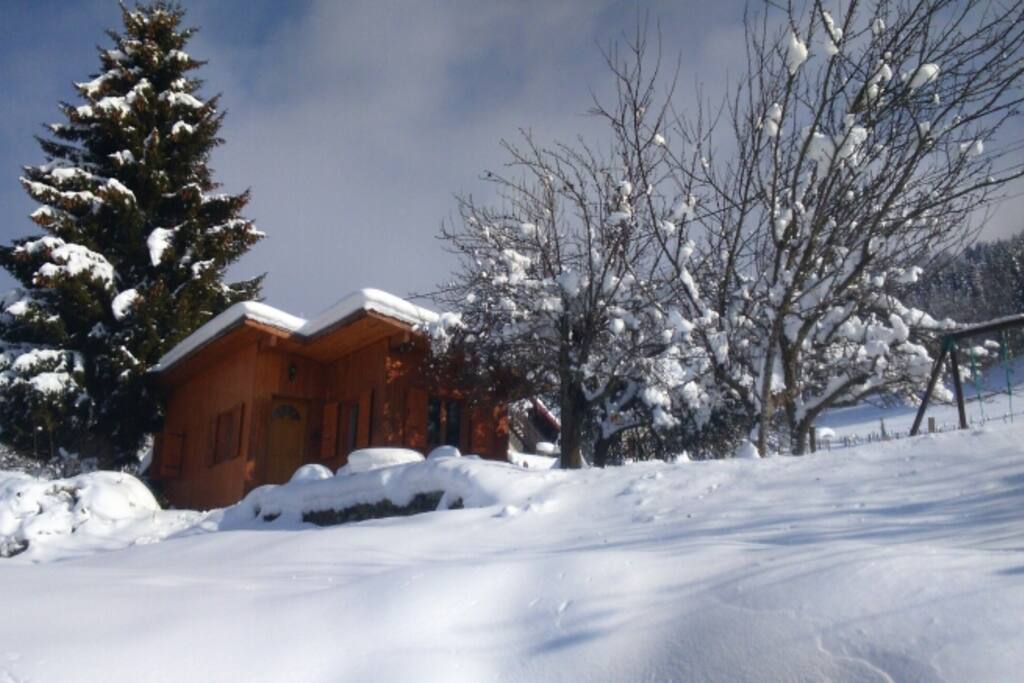 Chalet en harmonie avec la nature. Terrasse face aux montagnes