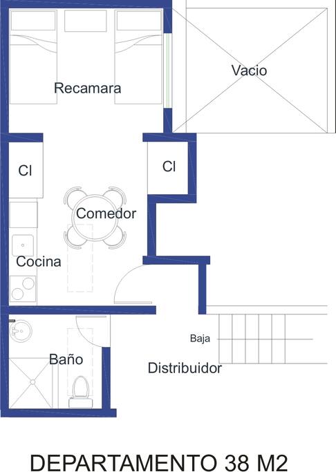 RECAMARA CON COCINETA 38M2