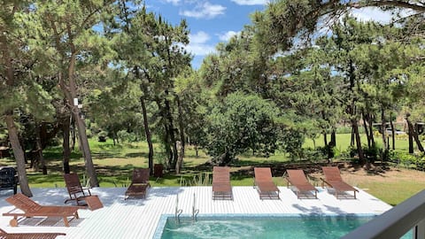 A stone's throw from the sea, heated pool, spa, garage