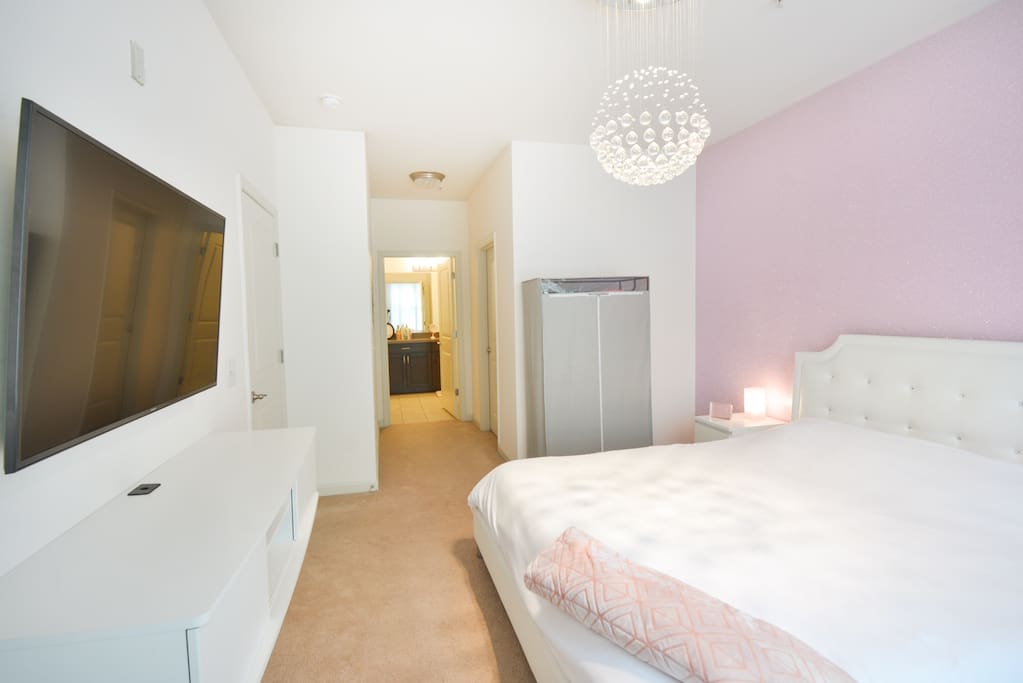 55’ smart tv and pop up wardrobe for your use