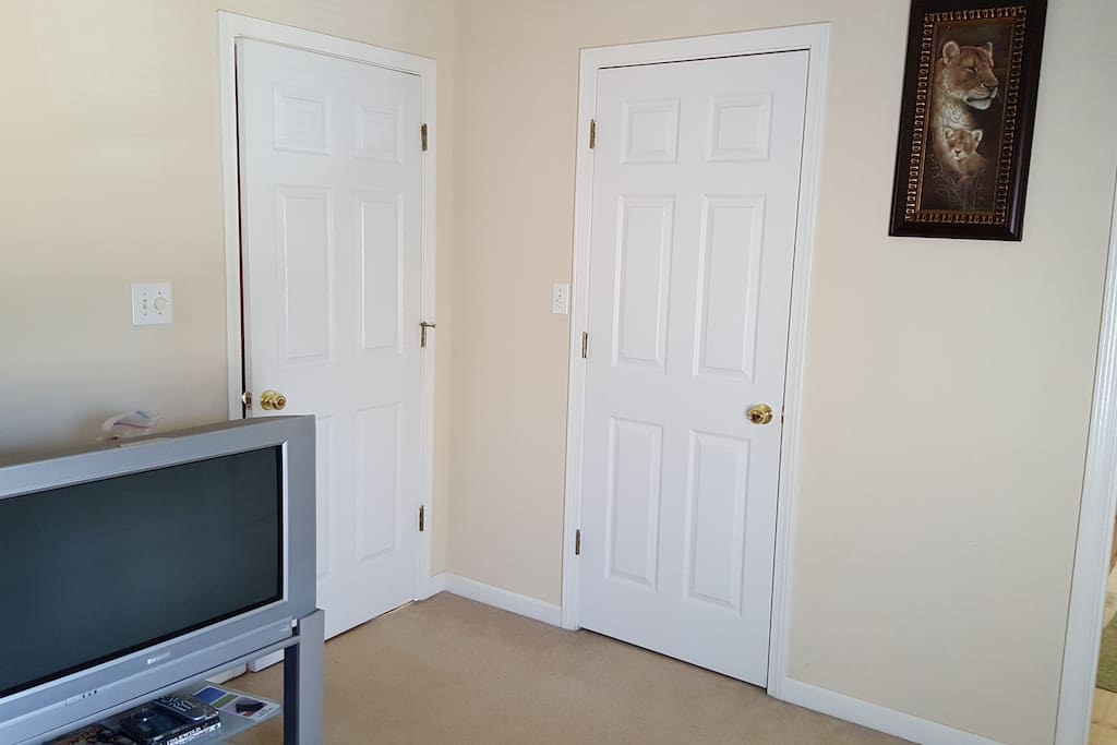 Closet space, television and private access